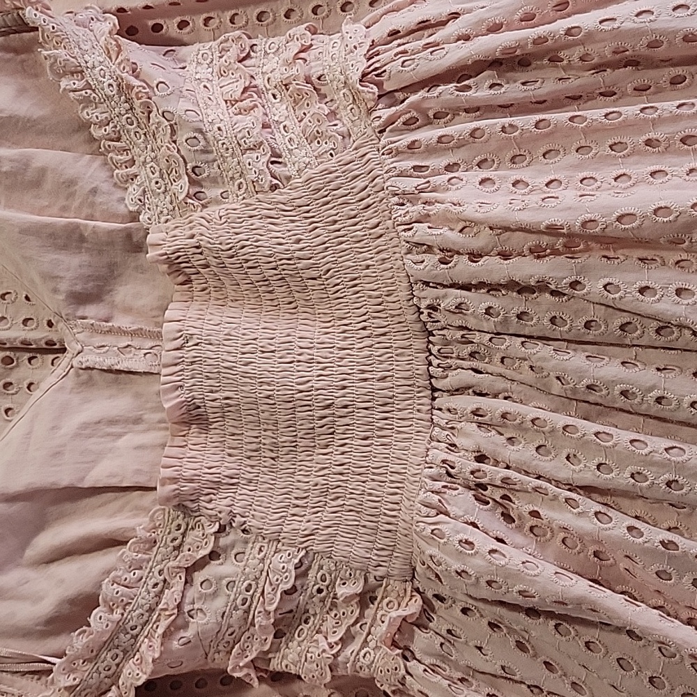 TOPSHOP ANGLAISE BRODERIE LACE HALTER TOP DRESS  4 BLUSH PINK - Picture 15 of 15